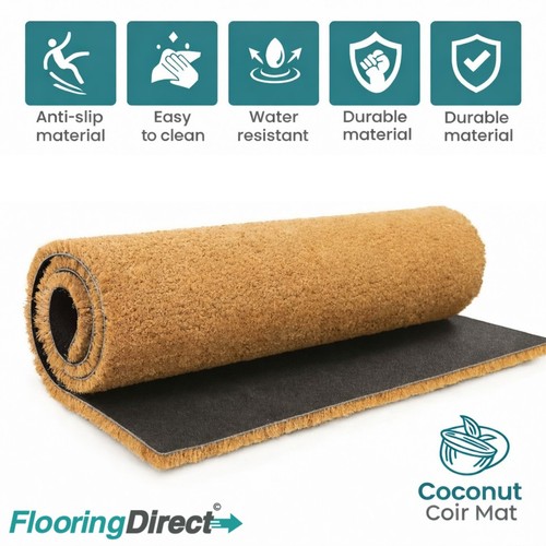 Natural coir matting 17mm - 17mm, pvc